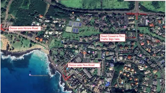 Traffic Circle Construction Pe'e Rd Closure